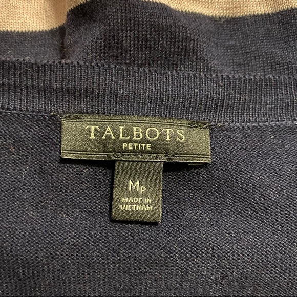 Talbots Blue Red Striped 3/4 Sleeve Cardigan - Picture 4 of 5